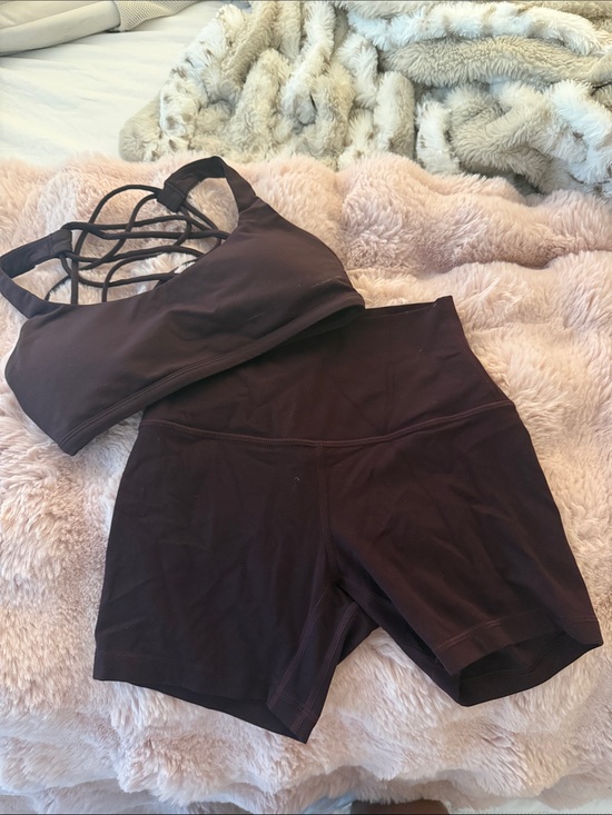 lululemon athletica Other - Plum lululemon athletica Black Strappy Sports Bra and High-Waist Shorts Set